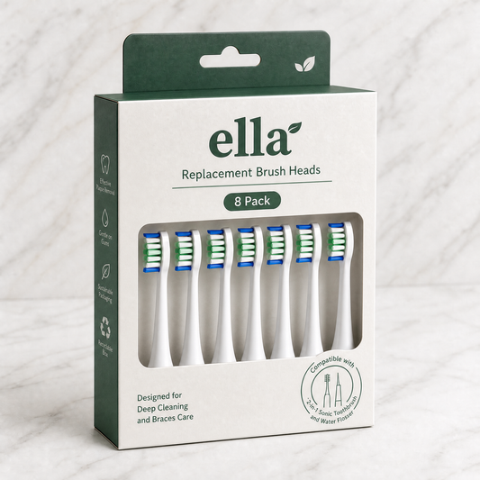 Ella-Smile Replacement Brush Heads | 8 Pack Value Set for Braces Care