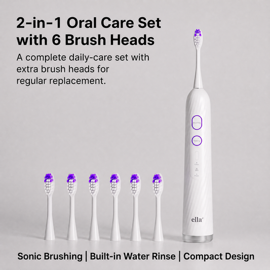 Ella Smile 2-in-1 Sonic Toothbrush & Water Flosser Set - 6 Brush Heads