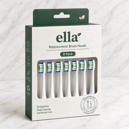 Ella-Smile  Replacement Brush Heads | 8 Pack Value Set for Braces Care