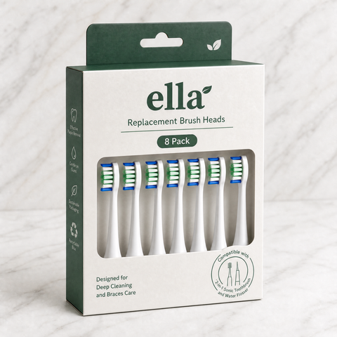 Ella-Smile  Replacement Brush Heads | 8 Pack Value Set for Braces Care