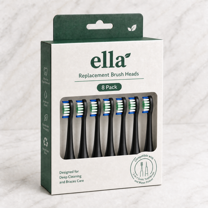Ella-Smile  Replacement Brush Heads | 8 Pack Value Set for Braces Care